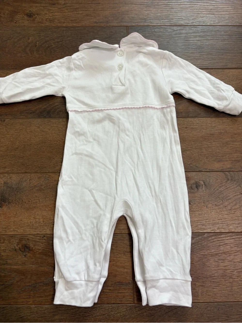 Little English 3M White Pink Bow Pima Cotton Romper